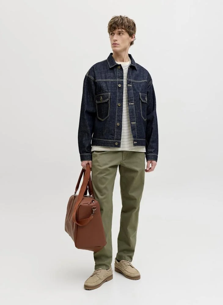 JACK & JONES Deep Lichen Green Casual Relaxed Fit Chinos for Men | Best Price UAE